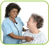 Nurse tending to elderly patient